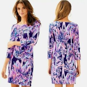 Lilly Pulitzer Womens Size Small Palms Up Tropical Print Sophie Dress Navy Pink